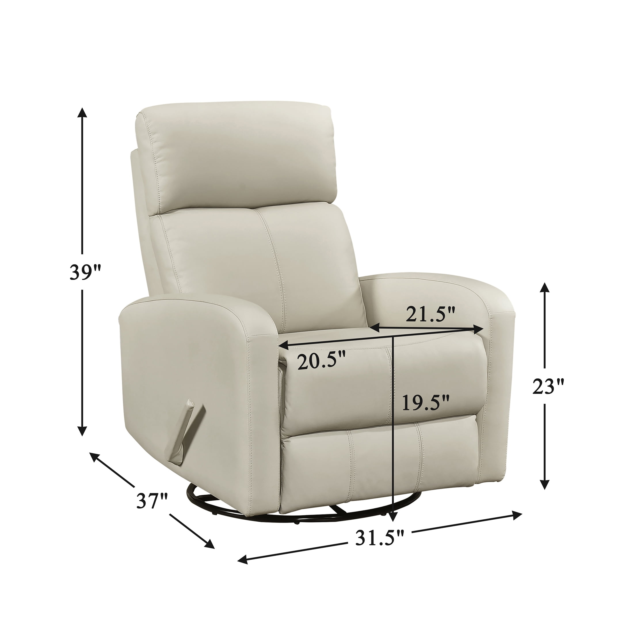 OakvillePark Bramblecrest Leather Match Swivel Glider Reclining Chair, Beige
