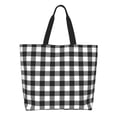 thumbnail image 1 of Disketp Black White Plaid Bolsa Tote Estampada para Mujer, Bolso de Hombro y de Mano para Compras y Viajes, 1 of 8