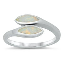 CHOOSE YOUR COLOR White Simulated Opal Leaf Wrap Ring .925 Sterling Silver Band CZ Female Size 9