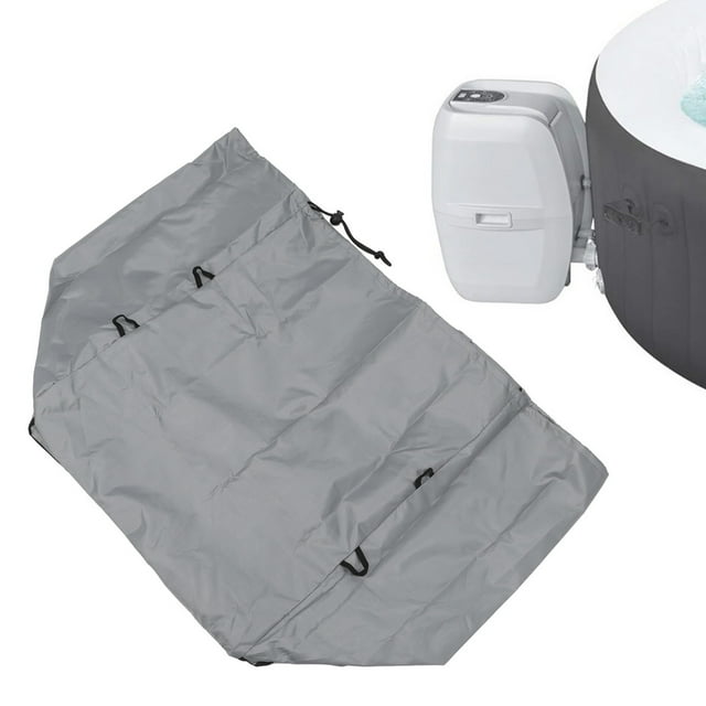 Hot Tub Heater Pump Cover Oxford Fabric Water Dust Resistant Large Pocket Easy Installation Secure Straps for Inflatable SPA Heater