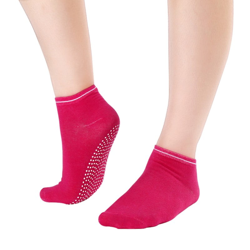 2 Pack Ladies Invisible Non Anti Slip Grip Pilates Yoga Socks with Heel Flap 