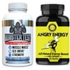 Monster Test Testosterone Booster for Men & Angry Energy All Natural Energy Booster with Caffeine (2-Pack)