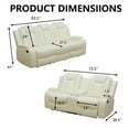 thumbnail image 2 of PonLiving Leather Power Recliner Sofa Set with LED Lights and USB Chargers - White Leather Living Room Furniture Set SOFA+LOVESEAT, 2 of 7