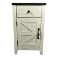 thumbnail image 4 of Tcbosik Farmhouse Side Table with Charging Station, 13.7 inch Small Nightstand with Barn Door and Storage Drawer, End Table with Shelf for Living Room, Bedroom, White & Black, 4 of 10