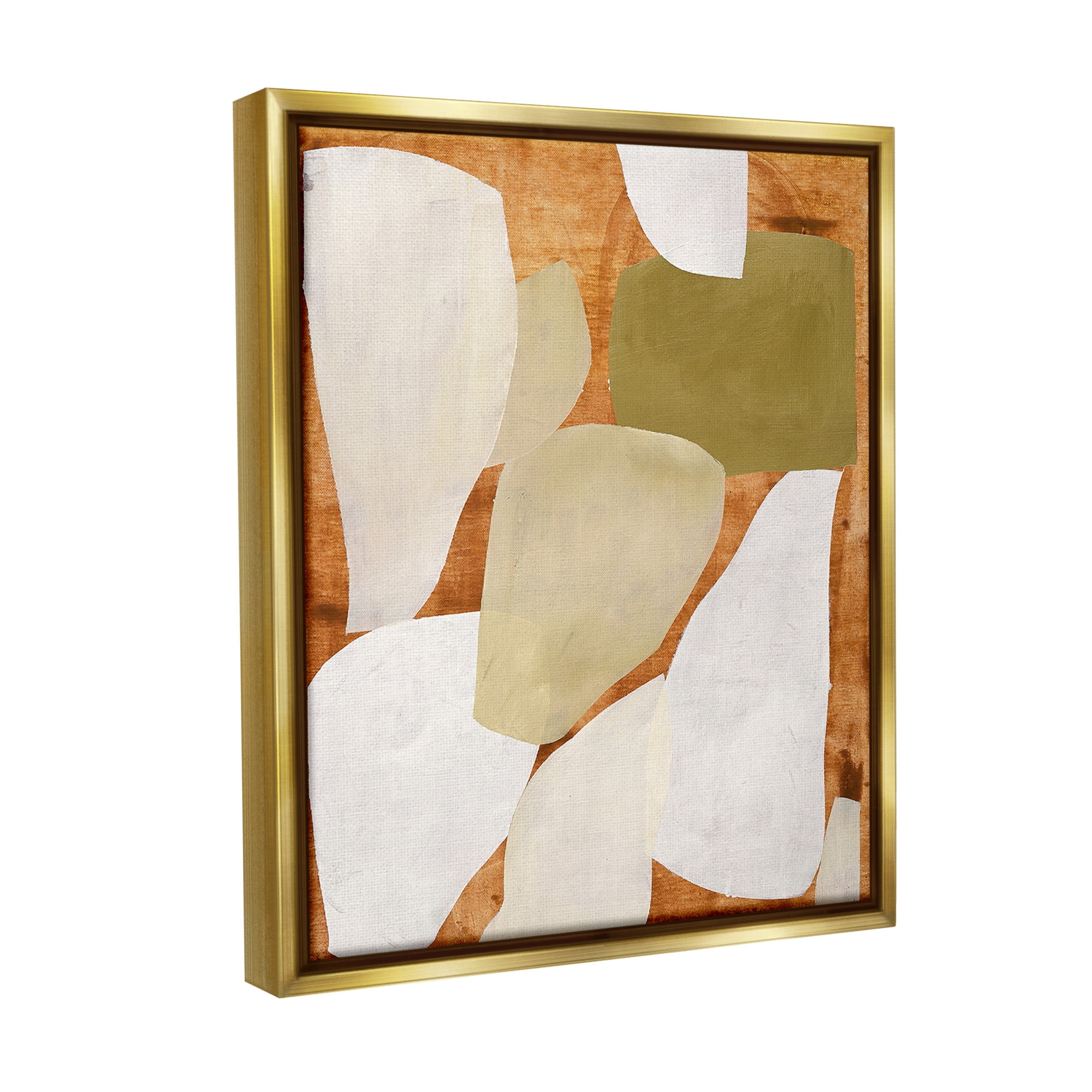 Stupell Industries Rustic Layered Shapes Abstract Painting Gold Floater Framed Canvas Art Print Wall Art, 25 x 31