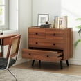 thumbnail image 6 of Costway 4 Drawer Dresser for Bedroom Wide Chest of Drawers with Metal Guide Rails Walnut, 6 of 11