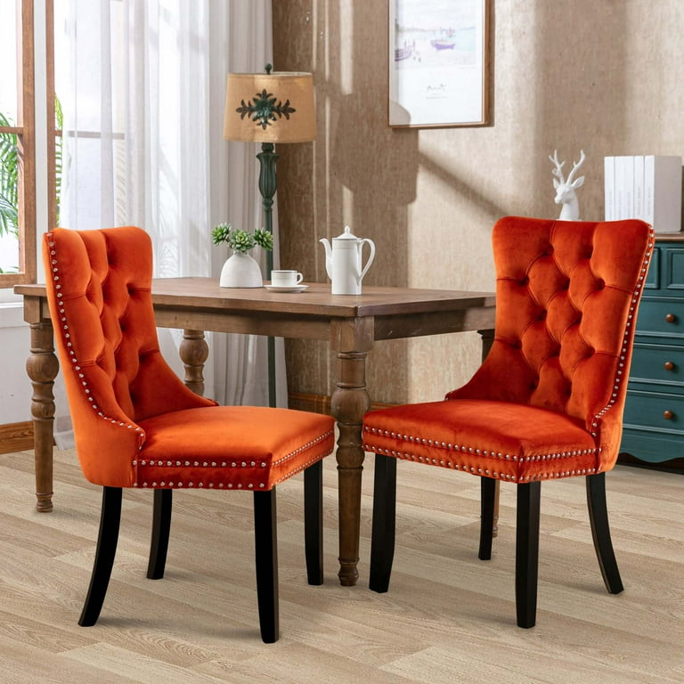 Aukfa High End Upholstered Dining Chairs Set of 2 Modern Tufted