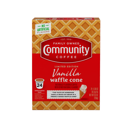Community Coffee Vanilla Waffle Cone Flavored Keurig Coffee Pods, 24 Ct
