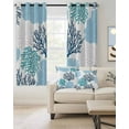 thumbnail image 2 of Blue Coastal Coral Blackout Curtains 84 Inches Length, Nautical Ocean Beach Marine Life Window Treatment Thermal Insulated Drapes for Bedroom Living Room 2 Panels 84x84 Inches, 2 of 8