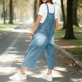 thumbnail image 4 of Baqcunre Women's Jumpsuit, Womens Casual Classic Blue Daily Vintage Denim Long Pants Overalls Jumpsuit Blue XL, 4 of 6