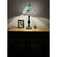 thumbnail image 2 of Tiffany Table Lamp Purple Stained Glass Green Leaves LED Bulbs Included for Living Room Dining Room Bedroom Bedside 12"W*12"D*22"H, 2 of 5