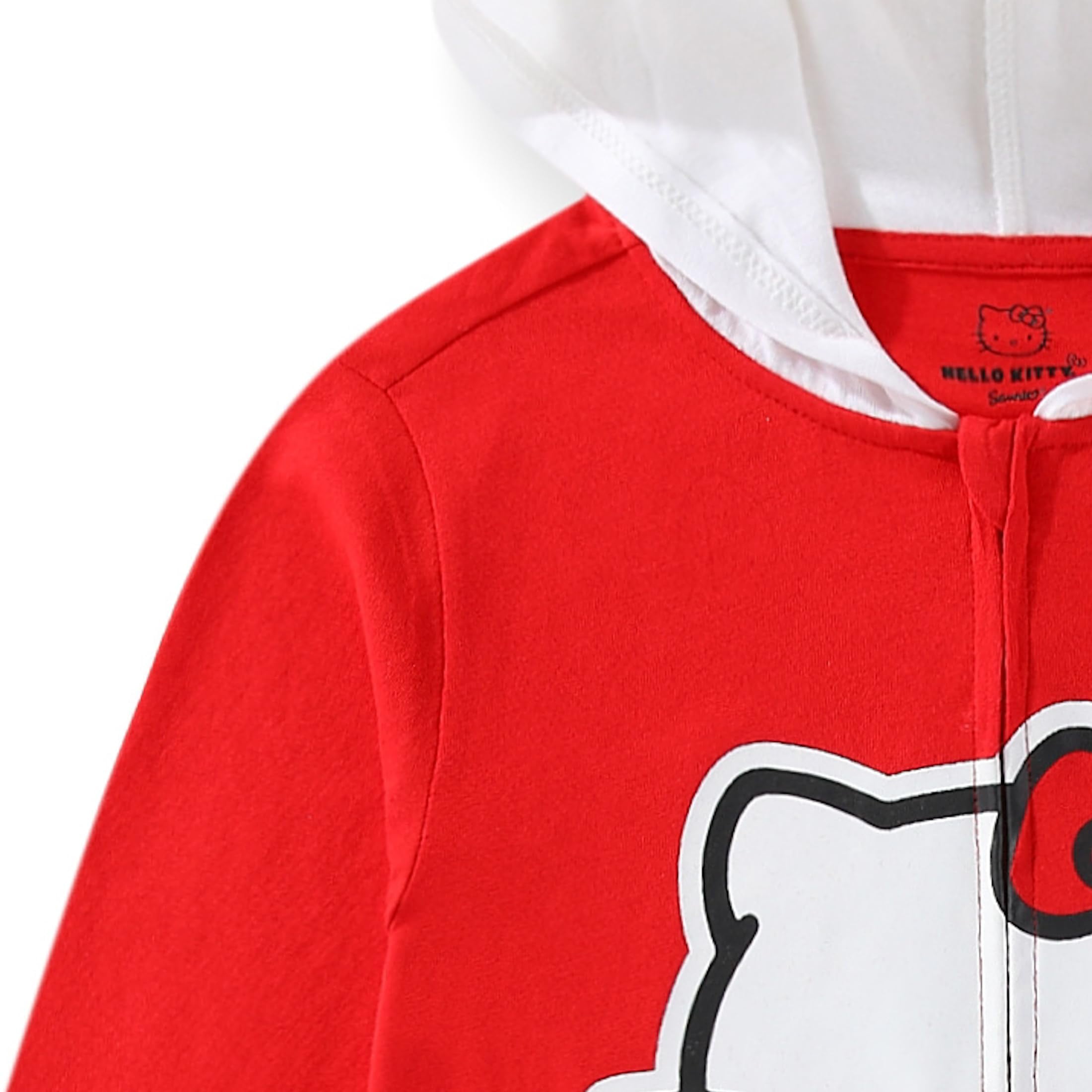 Hello Kitty Sanrio Cosplay Hooded Coverall with Ears and Bow (Girls), Sizes 3T-8