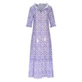 thumbnail image 7 of ZZwxWA Maxi Dresses for Women Elbow-Length V-Neck Geometric Print Summer Long Dress Plus Size Loose Swing Tassel Beach Boho Long Sun Dresses Purple L, 7 of 7