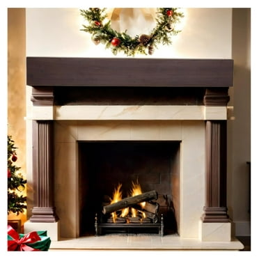 Fireplace Mantel, 70 Inches Wall Mounted Rustic Solid Wood Wooden Display Shelf, Mounted Mantles for Over Fireplace Dark Brown