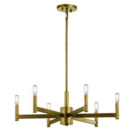 

6 Light Meidum Chandelier with Soft Contemporary Inspirations 9.25 inches Tall By 26 inches Wide-Natural Brass Finish Bailey Street Home