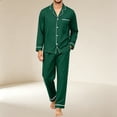 thumbnail image 4 of Delconic Mens Pajama Set Long Sleeve Button Front Sleepwear Set Collared Shirt and Full Length Pants Relaxed Fit Loungewear Army Green L, 4 of 6
