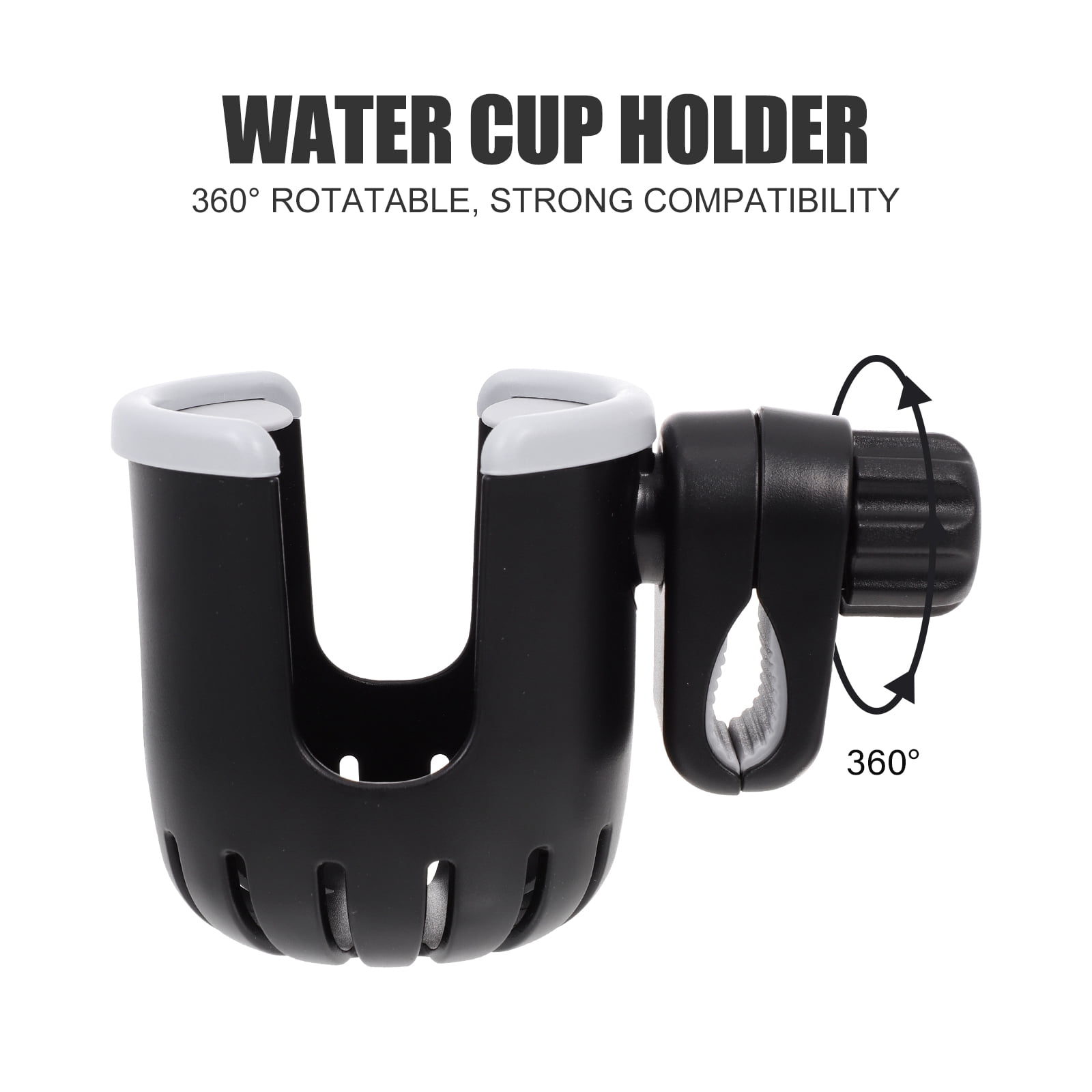 RENACLIPY Rotatable Black ABS Bottle Holder for Strollers, Bikes, and Outdoor Use - Drink Holder Accessory