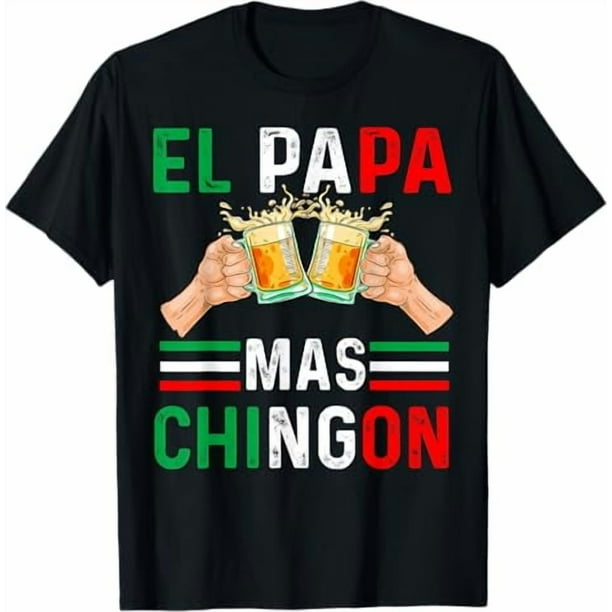 Camiseta de algodón de manga corta El Papa Más Chingón, divertida camiseta mexicana para papá, regalo para esposo, 220 g, regalo para el Día del Padre, camisetas con eslogan