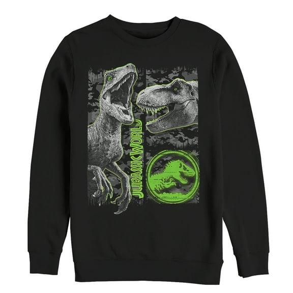 Men's Jurassic World: Fallen Kingdom Camo Print Dinosaurs  Sweatshirt Black Large