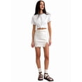 thumbnail image 6 of Women'S Satin Lace Trim High Waist Split Hem Bodycon Mini Short Skirt Color S, 6 of 10