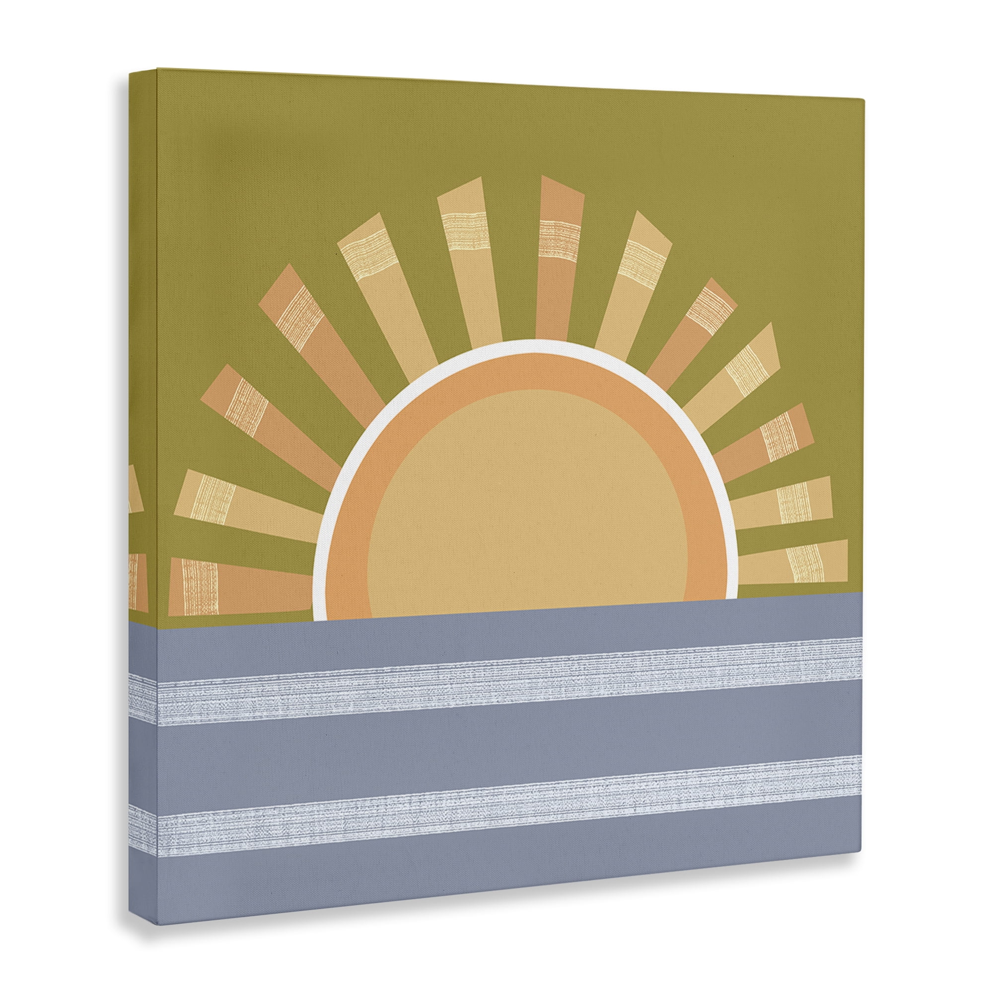 Stupell Industries Rising Sun Over Ocean Landscape & Nature Painting Wrapped Canvas Art Print Wall Art, 17 x 17