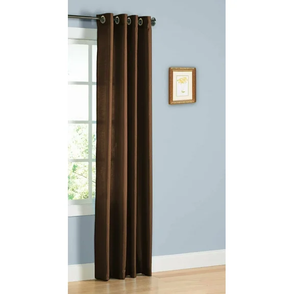 Gorgeous Home Linen 1 Piece Mira Faux Silk Semi-Sheer Bronze Grommet Curtain 55" x 63", Brown