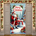 thumbnail image 2 of Festive Cows Christmas Banner Holiday Santa Hats Barn Scene for Home Party Indoor, 2 of 9