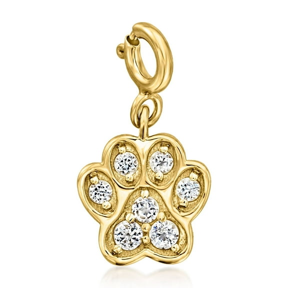Ross-Simons 0.40 ct. t.w. White Topaz Paw Print Charm in 18kt Gold Over Sterling, Women's, Adult