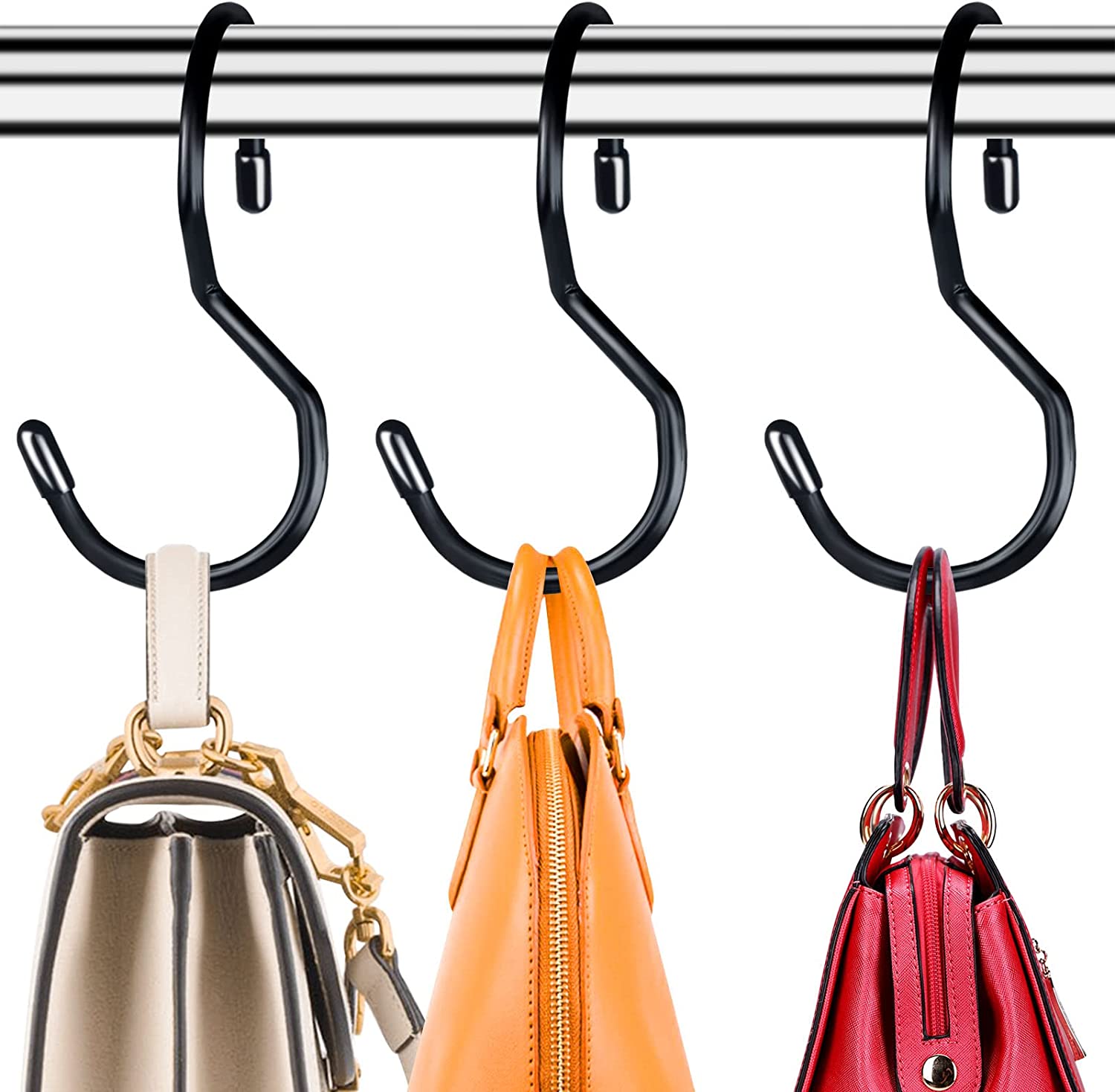 12 Pack Purse Hangers for Closet,Unique Twisted Purse Hooks,Black