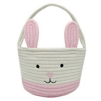 LZLINGMEI Bunny Basket with Handle,Gift Basket Gifts Tote Bags Egg Hunt Basket for Boys, Girls