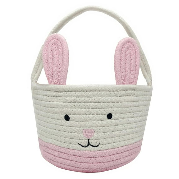 LZLINGMEI Bunny Basket with Handle,Gift Basket Gifts Tote Bags Egg Hunt Basket for Boys, Girls