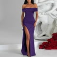 thumbnail image 3 of RYKJLWY Maxi Dresses for Women 2024 Elegant Bodycon off Shoulder Sleeveless High Split Ruched Long formal Evening Dress Womens Dresses for Wedding Guest Dresses for Graduation (Purple,S), 3 of 8