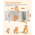 thumbnail image 3 of Feandrea Mueble Arenero, Mueble de Caja Arenero para Gatos,con Alfombrilla Rascadora, Patas Altas, 80 x 50 x 55 cm, Blanco y Dorado, 3 of 6