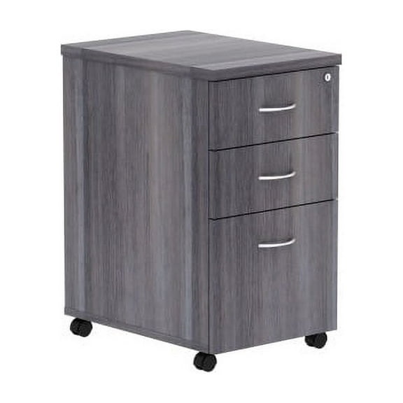 Lorell Weathered Charcoal Laminate Desking Pedestal - 3-Drawer 16" x 22" x 28.3" - 3 x Box Drawer(s), File Drawer(s) - Material: Metal Pull, Polyvinyl Chloride (PVC) Edge - Finish: Weathered Charcoal,