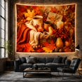 thumbnail image 6 of Lit Candle Showcases with Autumnal Still Life, Cozy Farmhouse for Farmhouse Decor Lovers, Aesthetic Wall Decor, Mother'S Day Gift, Tapestry Wall Hanging for Dorm and Living Room, 6 of 7