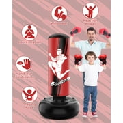 Punching Bag for Kids , 66 Inch Inflatable Freestanding Punching Bag for Teen, Boxing Bag with Boxing Gloves for Practicing MMA Karate Taekwondo and Relieve Pent Up Energy(Red)