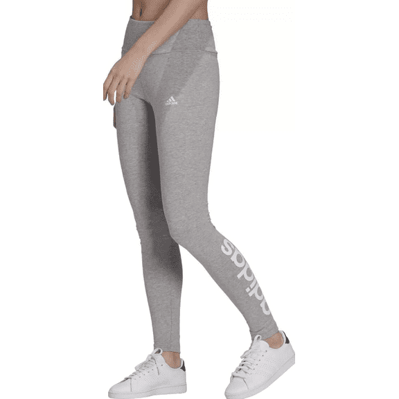 Adidas Women's Essentials High-Waisted Logo Leggings (Grey Hthr, XS)