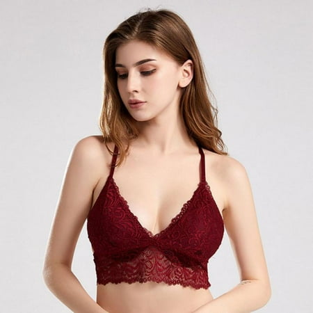 

Clearance!Women s Bra French Lace Triangle Cup Gathered Underwear Deep V Beauty Back Getting Breathable Comfort Boce Soft Thin Brass