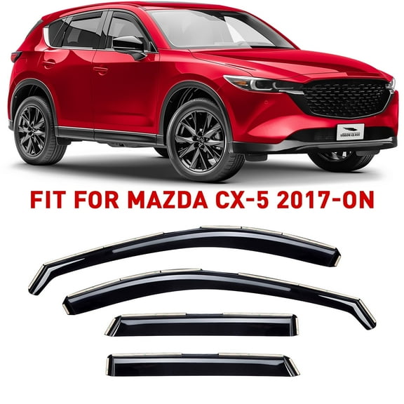 Voron Glass In-Channel Extra Durable Rain Guards for Mazda CX-5 2017-2026, Window Deflectors, Vent Window Visors, 4 Pieces - 200682