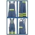 thumbnail image 5 of NotusWears Men's Hi-vis Bib Overall Denim Heavy-Duty Workwear With Reflective Stripes Multi-Pockets Jeans Dungaree Green Light Blue W30-L30, 5 of 5