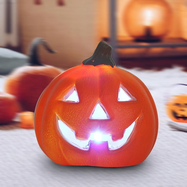 Luz Parpadeante Espeluznante Jardín Farol Decorativo De Calabaza Para Halloween - Linterna LED De Exterior/Interior, 13x12 Cm, Ambiente Espeluznante Velas Halloween Calabaza
