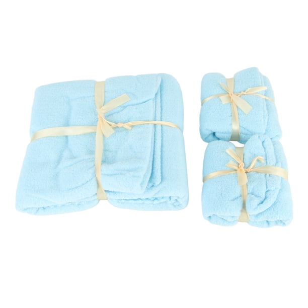 Juego de Toallas Nikou Terciopelo Coral Toalla de Mano y Toalla de Baño Color Azul
