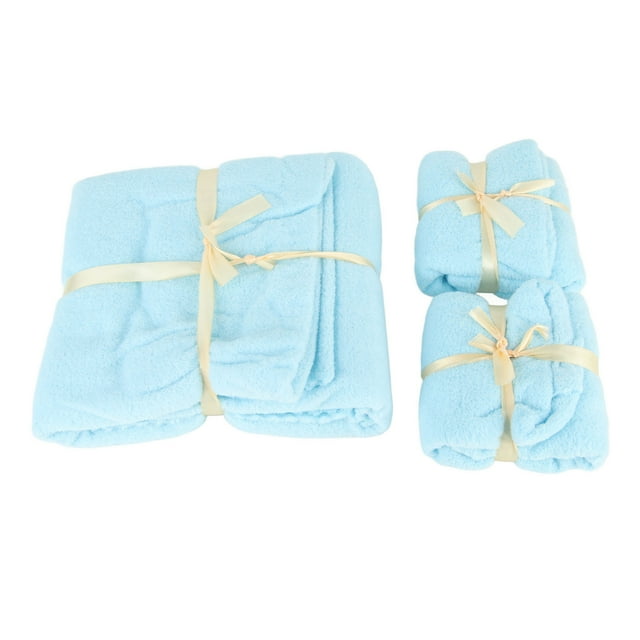 Juego de Toallas Nikou Terciopelo Coral Toalla de Mano y Toalla de Baño Color Azul
