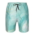 thumbnail image 4 of Yiaed Blue Marble Print Men's Swim Trunks with Lining Quick Dry Sports Shorts Beach Shorts Boardshorts-Small, 4 of 5