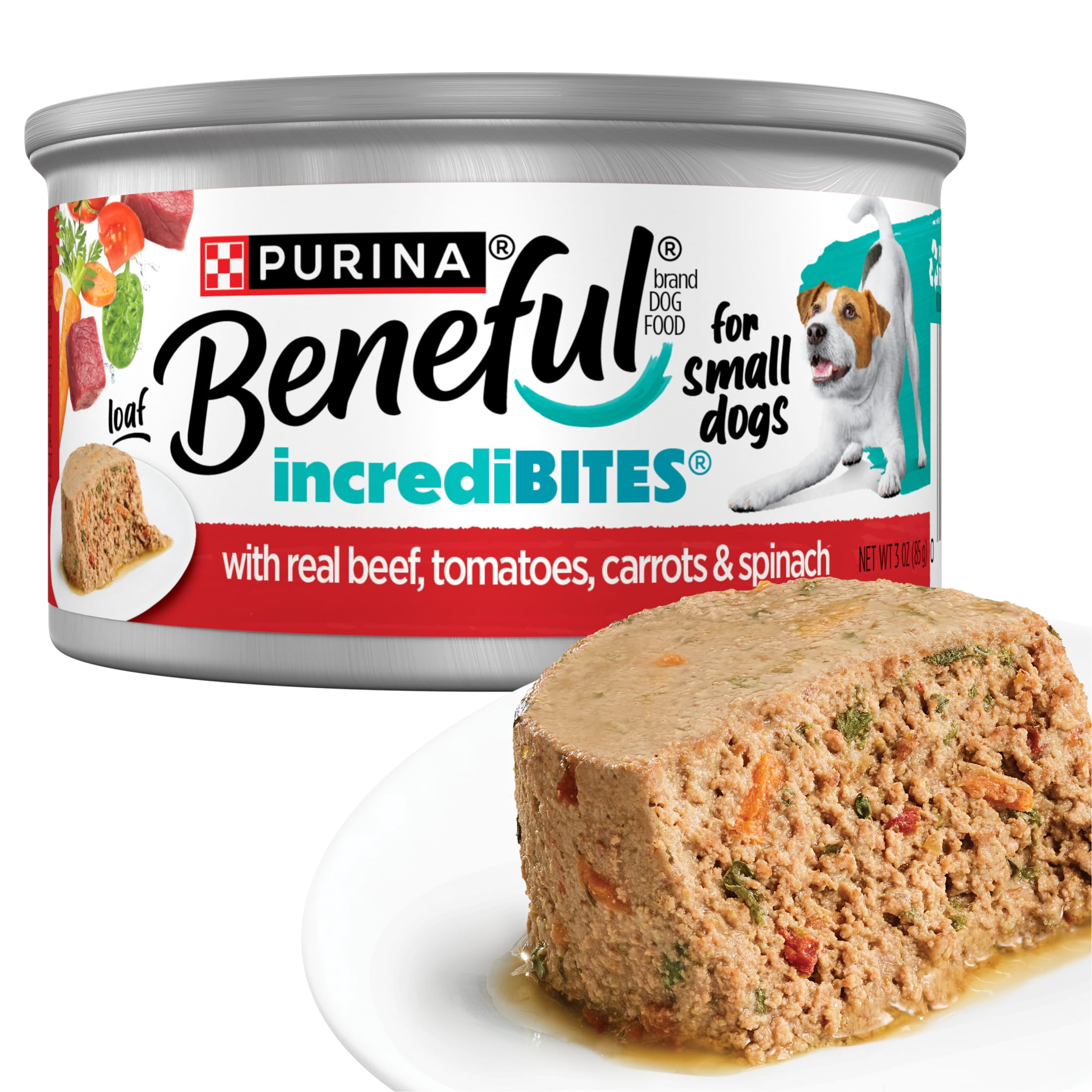 (6 pack) Purina Beneful Small Breed Wet Dog Food, Incredibites Loaf With Real Beef Recipe, 3 oz.