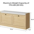 thumbnail image 2 of Oak Shoe Bench, Modern Entryway Bench with 2 Flip Drawers, Shoe Rack Bench with Padded Seat Cushion, Wooden Shoe Storage Bench for Entryway, Bedroom and Apartment, 2 of 9
