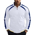 thumbnail image 2 of Mens Big & Tall Color Block Zip Up Track Jacket, Stand Collar Raglan Long Sleeve No Hood Workout Athletic Jacket Casual Outerwear for Fall Winter Sports Size 4XL White, 2 of 8