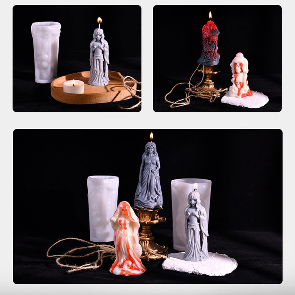 ZPAQI 4Pcs Scary Bride Silicone Candle Molds for Making Candle