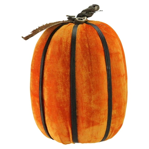 Melrose 12.5" Orange Autumn Fabric Pumpkin with Bamboo Ribs Tabletop Decoration