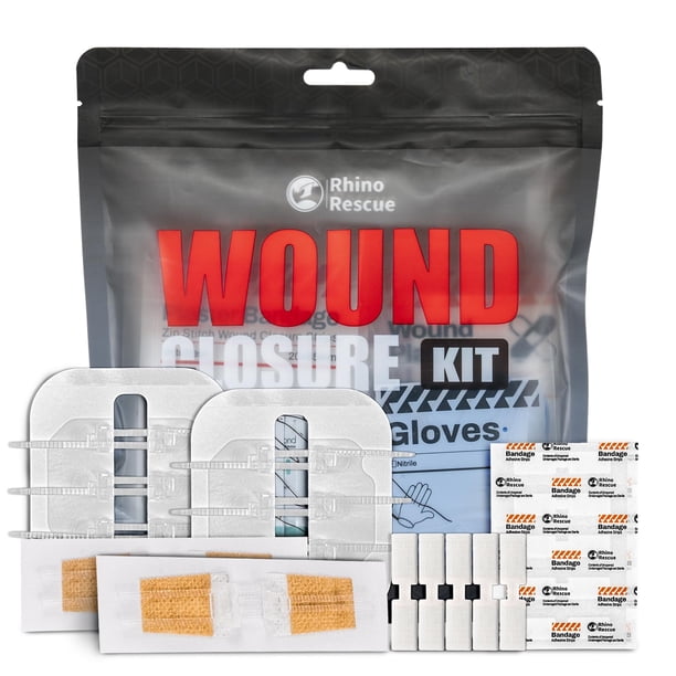 Kit de cierre de heridas RHINO RESCUE con vendas mariposa sin suturas